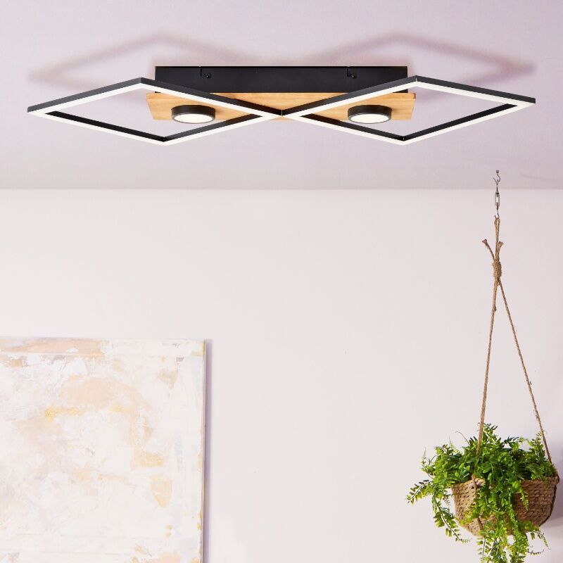 Drewniany plafon sufitowy czarny, Virginia, 32W, 3000K LED