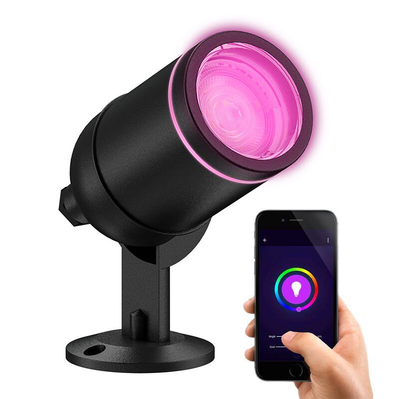 Czarna inteligentna lampa ogrodowa aluminiowa, Halo, 4W, RGBW LED, IP54 Czarna inteligentna lampa ogrodowa aluminiowa, Halo, 4W, RGBW LED, IP54