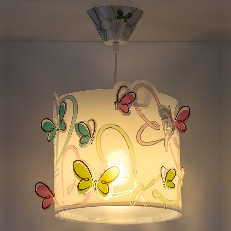 Niebieska lampa wisząca dla dzieci plastikowa, Butterfly