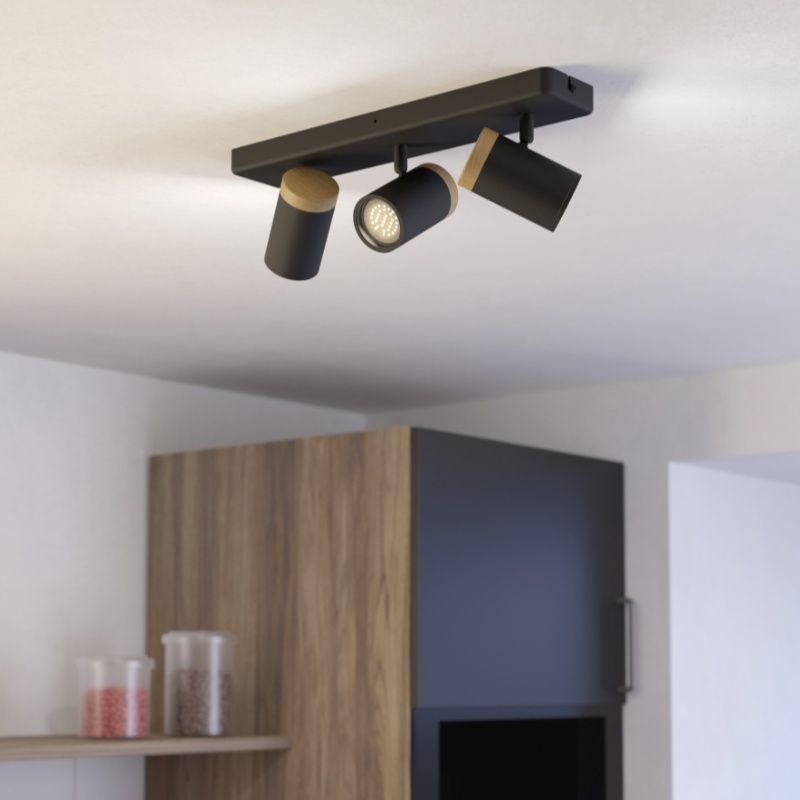 Stalowy nowoczesny reflektor ścienny czarny, Conradus, IP44