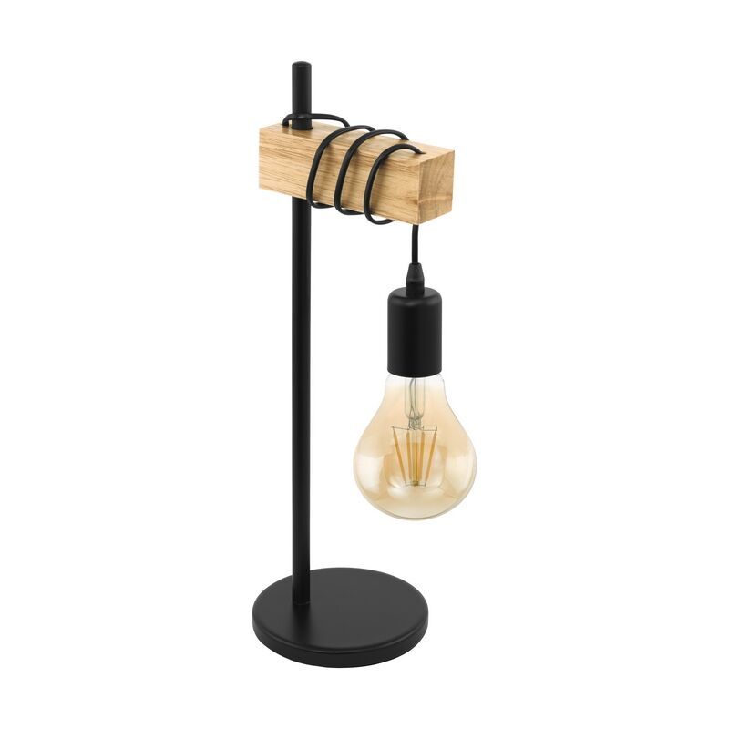 Drewniana lampa stołowa brązowa, Anton, z przełącznik Drewniana lampa stołowa brązowa, Anton, z przełącznik