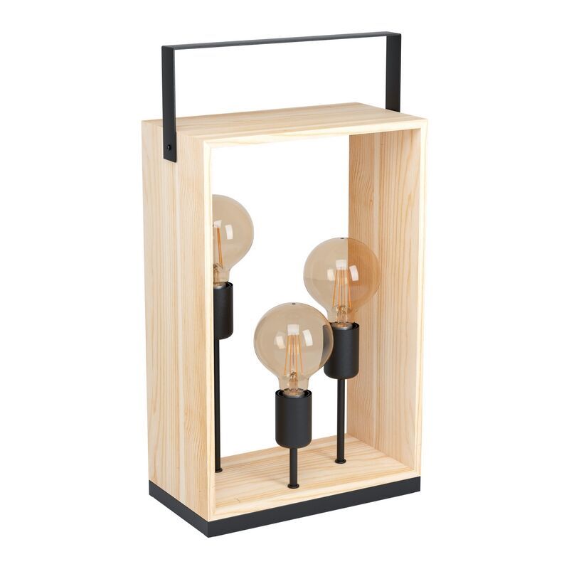 Drewniana lampa stołowa czarna, Olaf, z przełącznik Drewniana lampa stołowa czarna, Olaf, z przełącznik