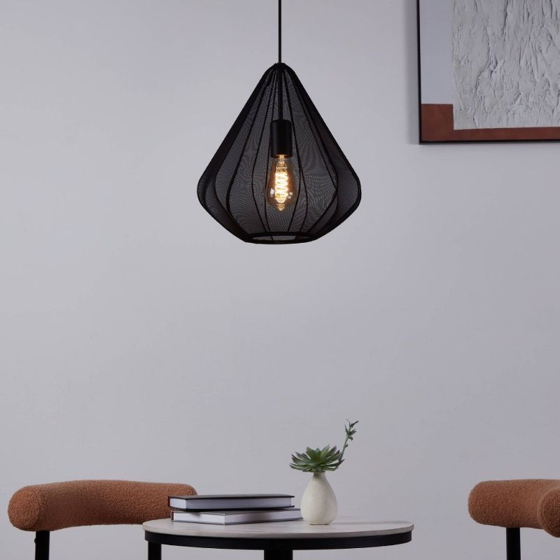 Stalowa industrialna lampa wisząca czarna, Agnese