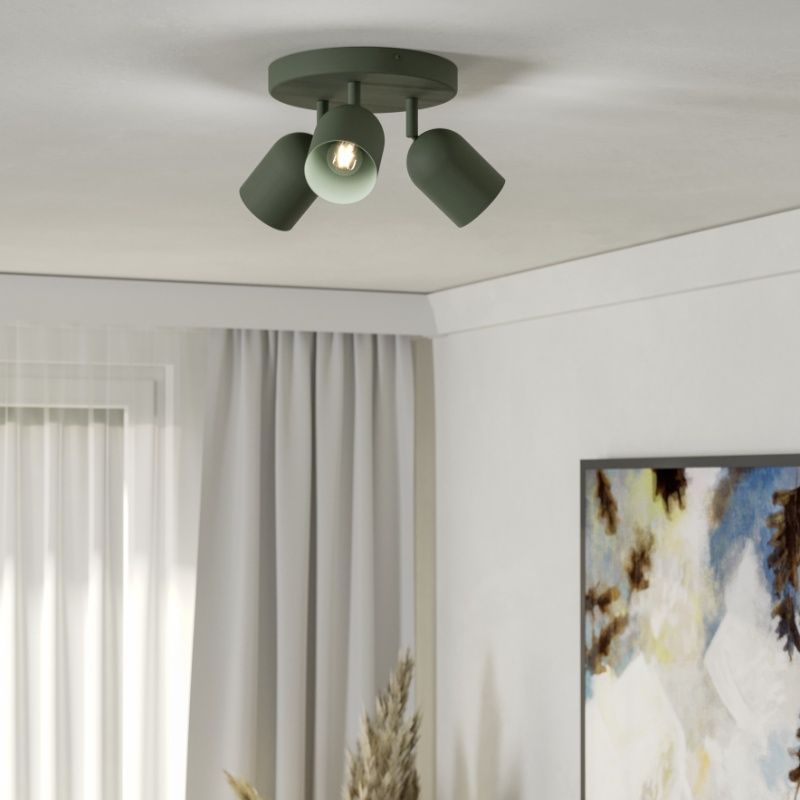 Stalowa vintage lampa sufitowa zielona, Tjitte