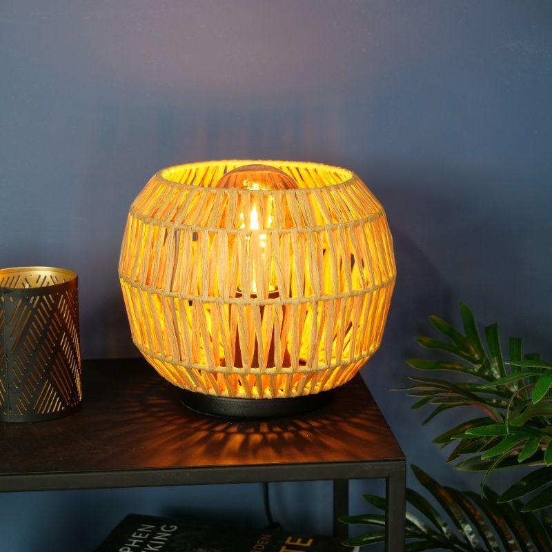 Papierowa lampa stołowa brązowa, Serhan, z przełącznik