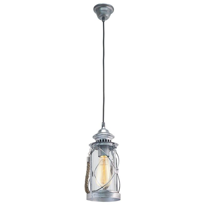 Szklana vintage lampa wisząca srebrna, Abetone