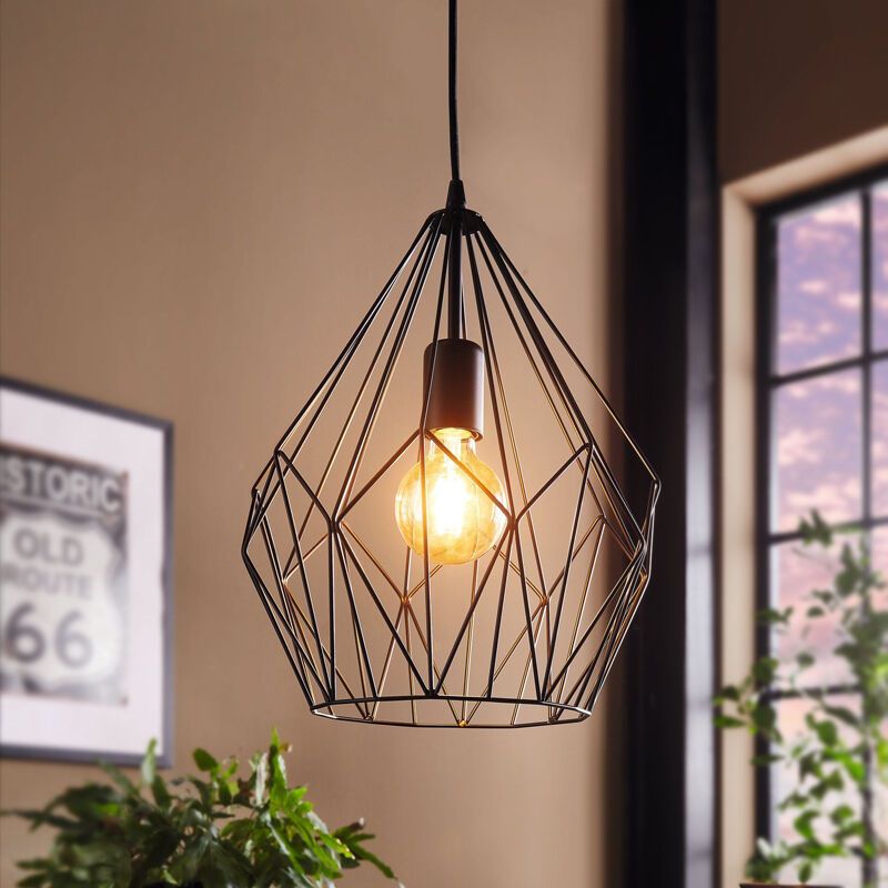 Metalowa industrialna lampa wisząca czarna, Acri Metalowa industrialna lampa wisząca czarna, Acri