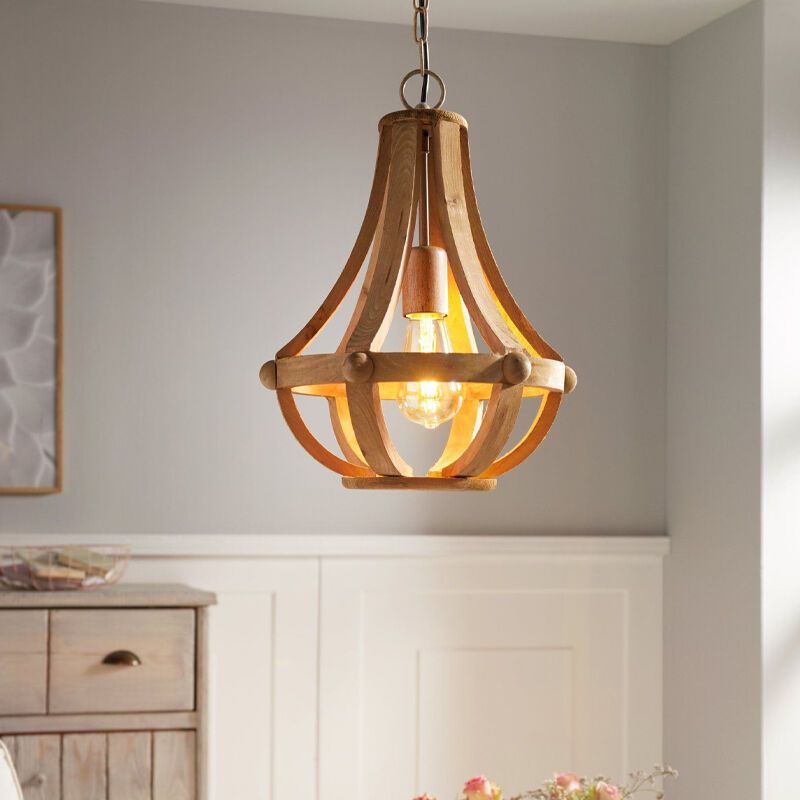 Drewniana lampa wisząca brązowa, Adriano Drewniana lampa wisząca brązowa, Adriano
