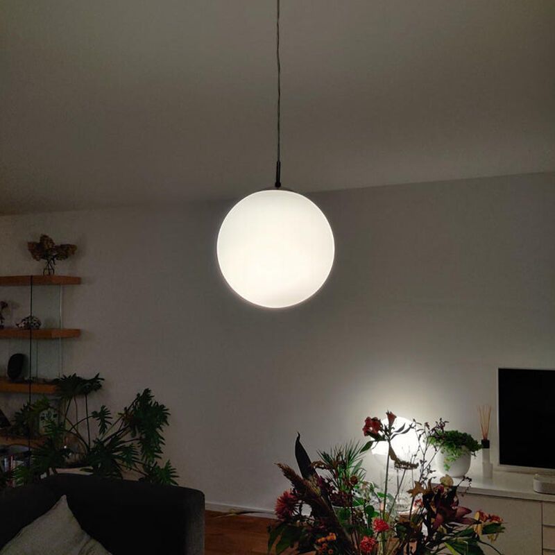 Szklana nowoczesna lampa wisząca niklowa, Dave