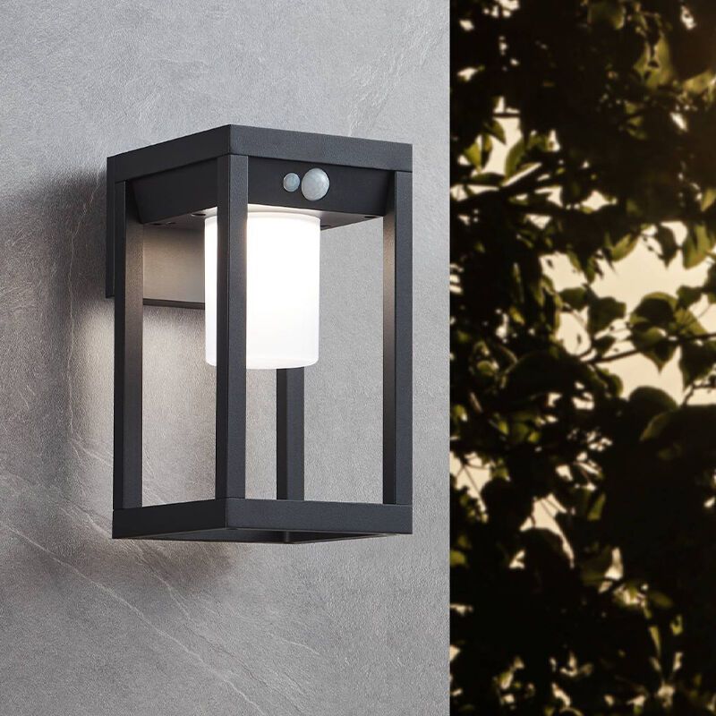 Aluminiowy nowoczesny kinkiet solarny zewnętrzny czarny, Kwame, 3,7W, 4000K LED, IP44