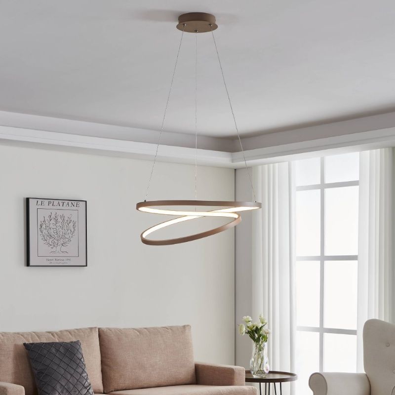 Aluminiowa nowoczesna lampa wisząca beżowa, Ties, 36W, 3000K LED Aluminiowa nowoczesna lampa wisząca beżowa, Ties, 36W, 3000K LED