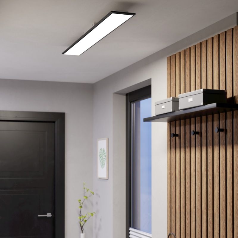Plastikowa design inteligentna lampa sufitowa czarna, Muhsin, 28W, RGBW LED