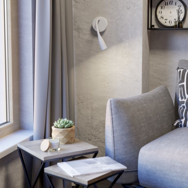 Plastikowy kinkiet biały, Obbe, 3,8W, 3000K LED, z przełącznik