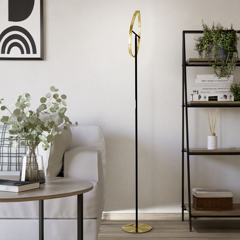 Plastikowa design lampa stojąca mosiądz, Corwin, 8,8W, 3000K LED, z dotykowy ściemniacz