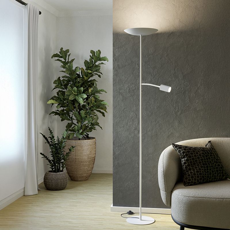 Stalowa nowoczesna lampa stojąca biała, Crijn, 26,5W, 2700K LED, z dotykowy ściemniacz