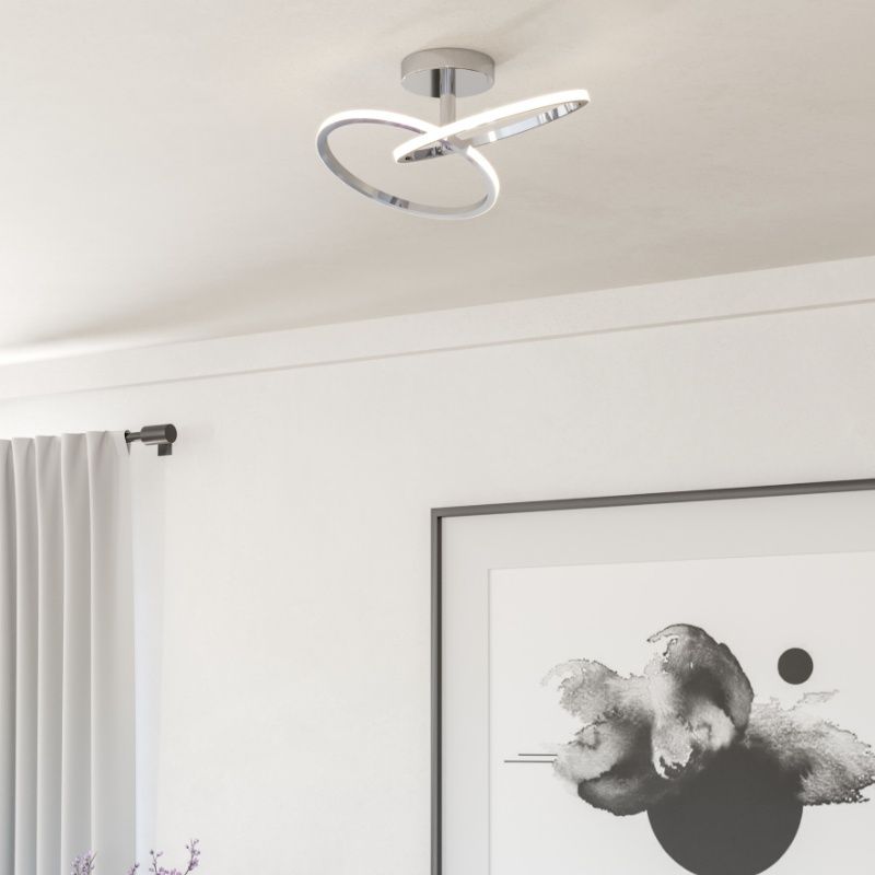 Stalowa design lampa sufitowa chromowana, Minh, 12W, white switch LED