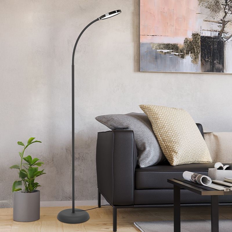 Plastikowa nowoczesna lampa stojąca czarna, Querine, 5,5W, white switch LED, ściemniana w 3 krokach