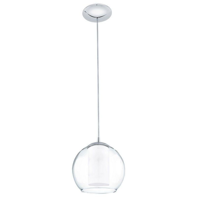 Szklana design lampa wisząca chromowana, Silvijn