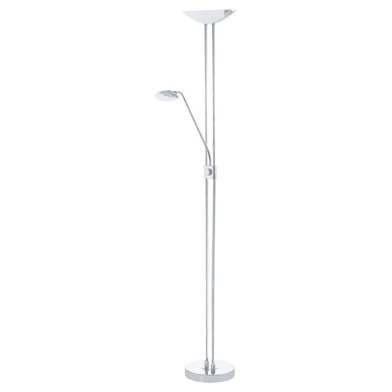 Szklana design lampa do czytania stojąca chromowana, Brava, 20W, 3000K LED, z przełącznik