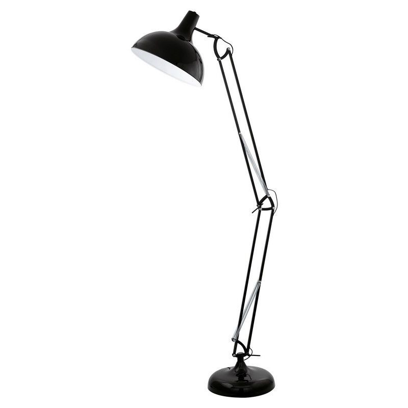 Metalowa industrialna lampa stojąca czarna, Josha, z przełącznik Metalowa industrialna lampa stojąca czarna, Josha, z przełącznik