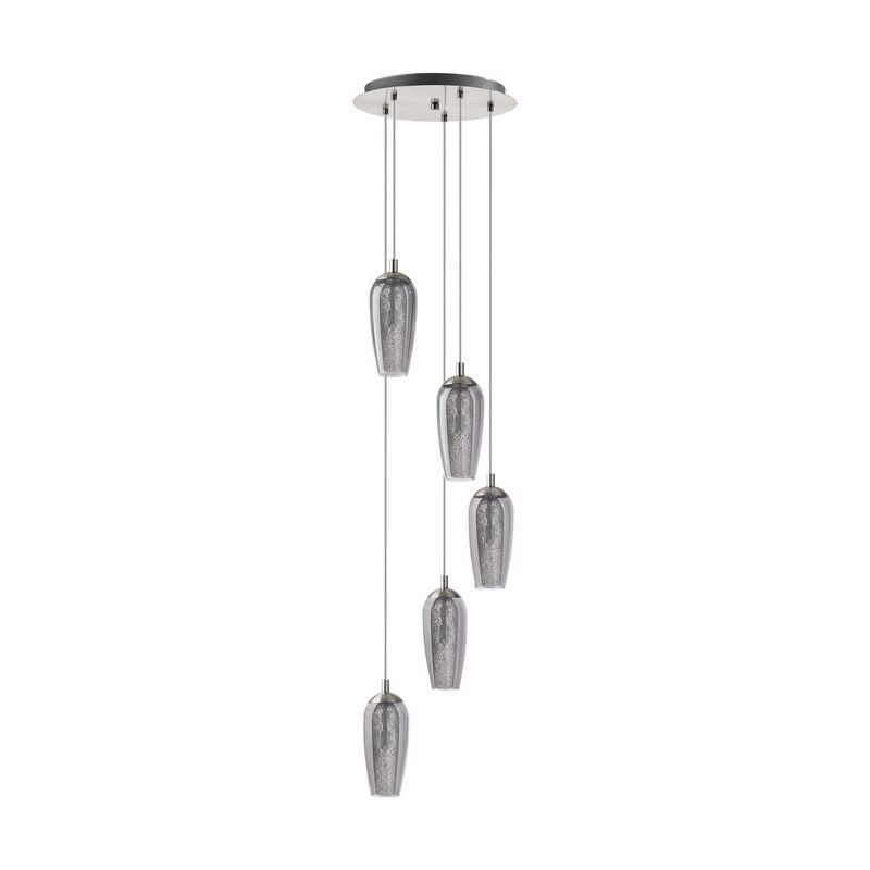 Szklana design lampa wisząca niklowa, Olcay