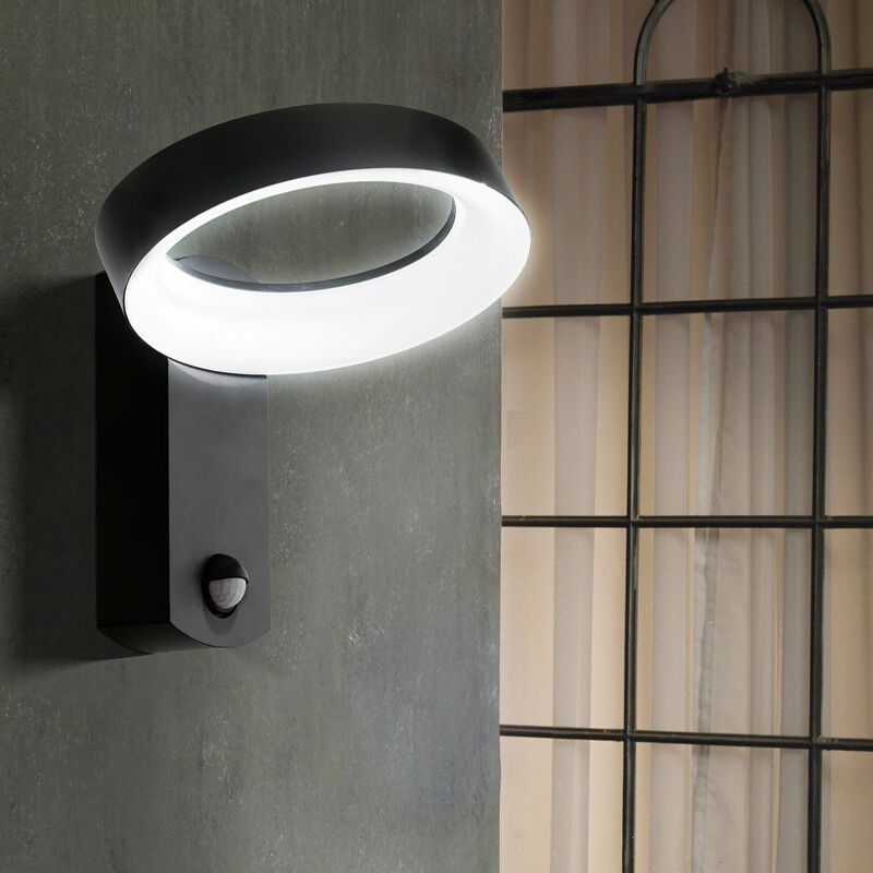 Aluminiowy nowoczesny kinkiet zewnętrzny z czujnikiem ruchu antracytowy, Lewis, IP44 Aluminiowy nowoczesny kinkiet zewnętrzny z czujnikiem ruchu antracytowy, Lewis, IP44