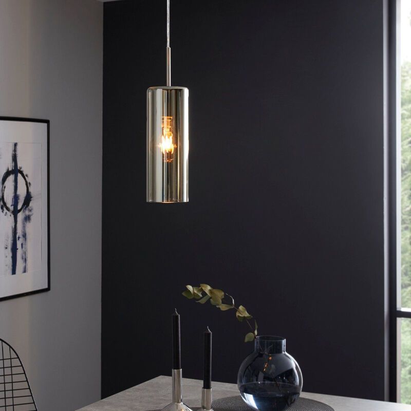 Szklana design lampa wisząca niklowa, Tino Szklana design lampa wisząca niklowa, Tino