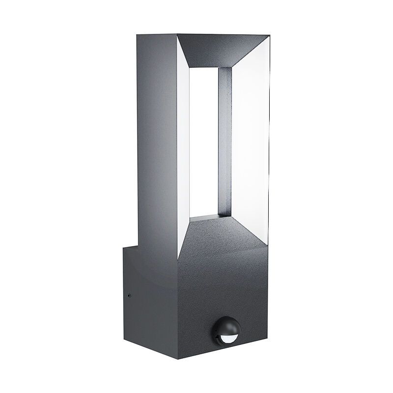 Aluminiowy nowoczesny kinkiet zewnętrzny z czujnikiem ruchu czarny, Larisa, 5W, 3000K LED, IP44 Aluminiowy nowoczesny kinkiet zewnętrzny z czujnikiem ruchu czarny, Larisa, 5W, 3000K LED, IP44