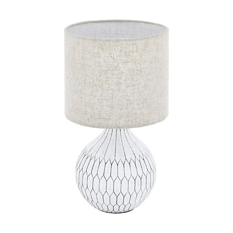Ceramiczna lampa stołowa biała, Angele, z przełącznik