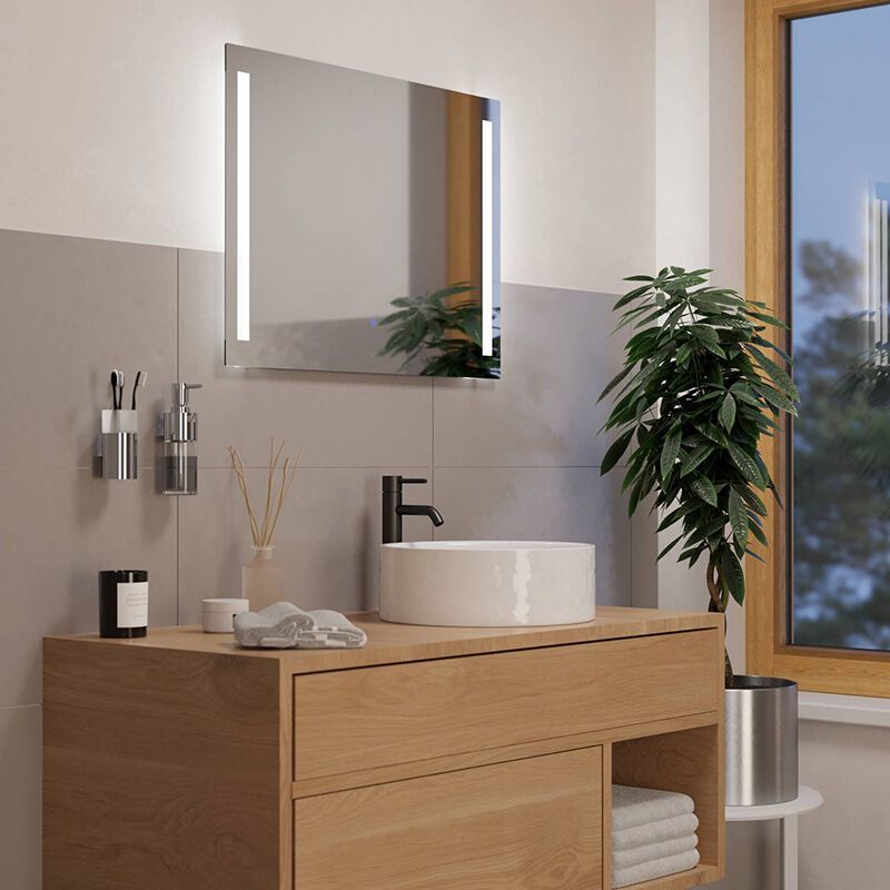 Szklany nowoczesny lustro z oświetleniem szary, Bibi, 5,1W, 4000K LED, IP44, z przełącznik