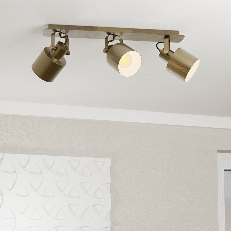 Aluminiowy industrialny spot sufitowy złoty, Kwinten