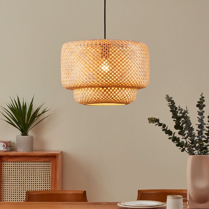 Rattanowa lampa wisząca brązowa, Jetze