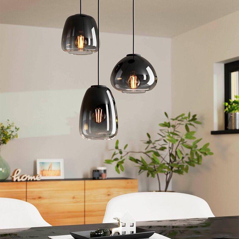 Szklana design lampa wisząca czarna, Yolanda