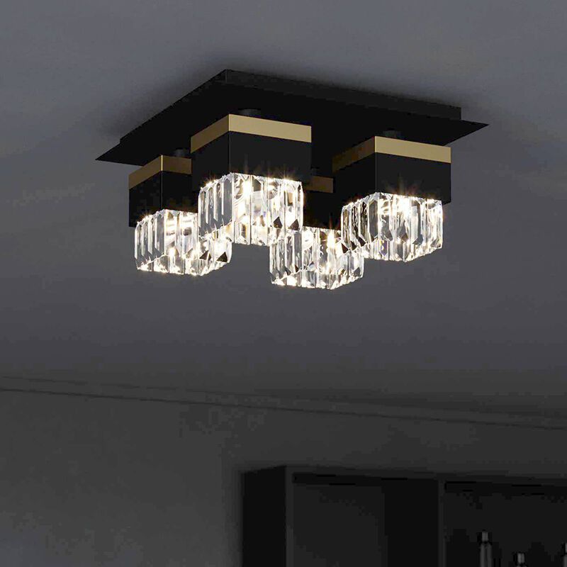 Szklana design lampa sufitowa czarna, Wensley