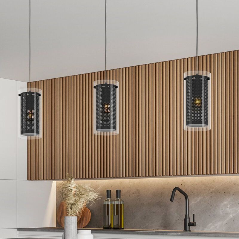 Tkanina design lampa wisząca czarna, Barceno