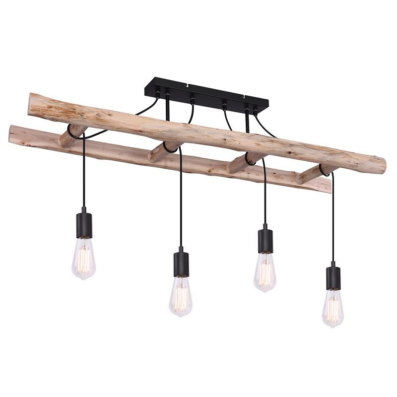 Drewniana industrialna lampa sufitowa czarna, Ihsan