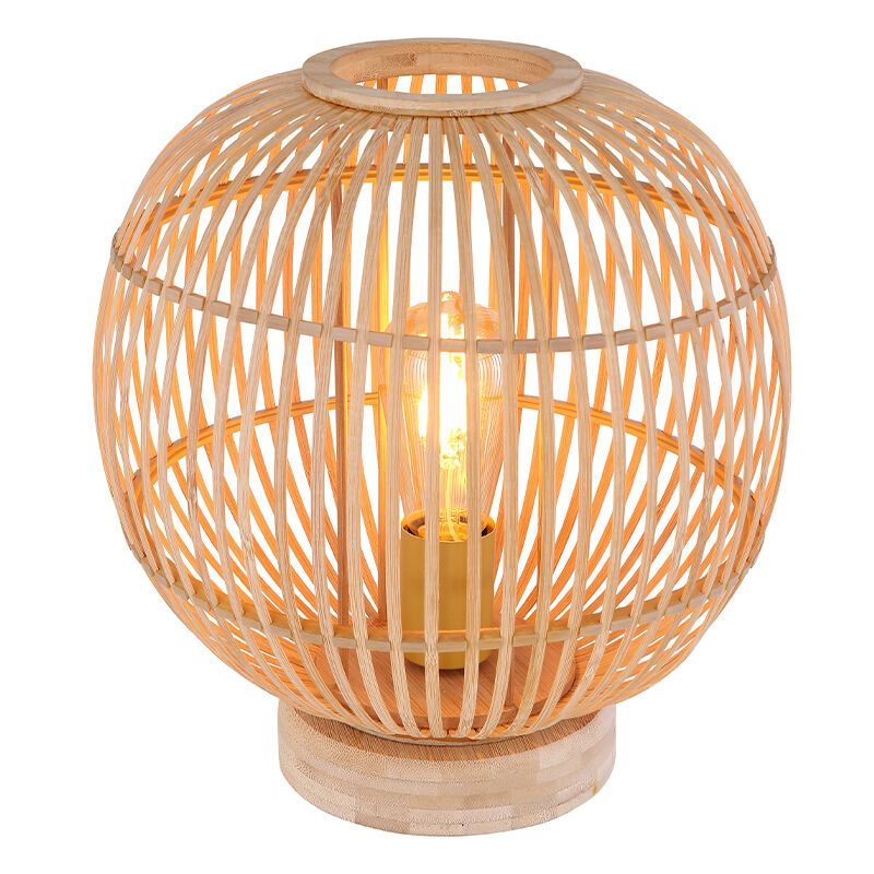 Drewniana lampa stołowa brązowa, Terry, z przełącznik Drewniana lampa stołowa brązowa, Terry, z przełącznik