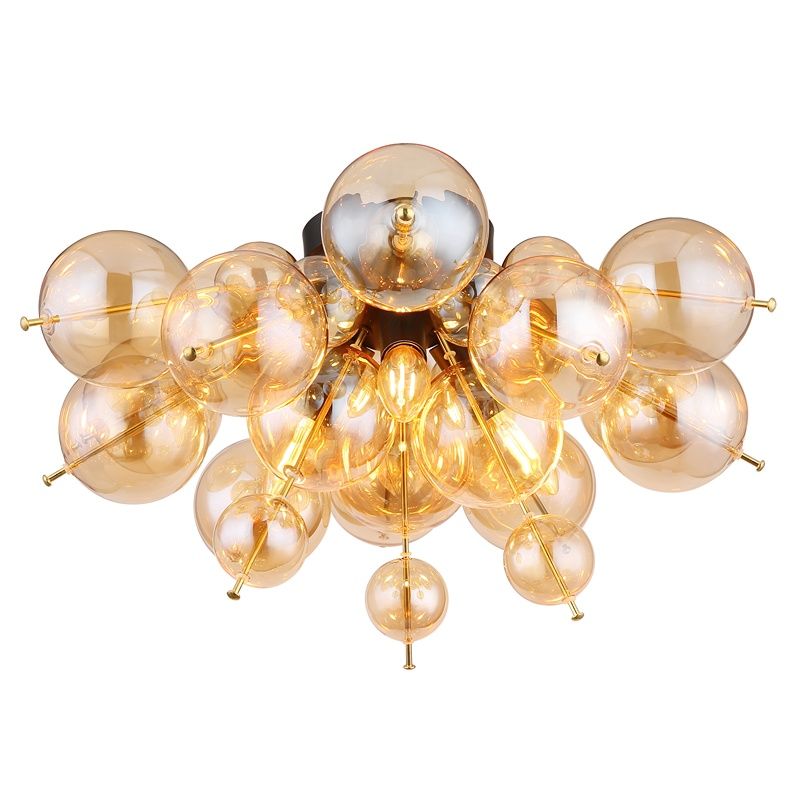 Szklana design lampa sufitowa bursztynowa, Ulrich