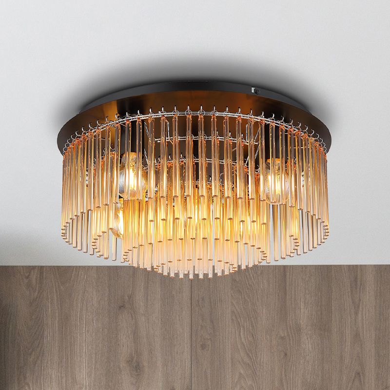 Szklana design lampa sufitowa bursztynowa, Genelva