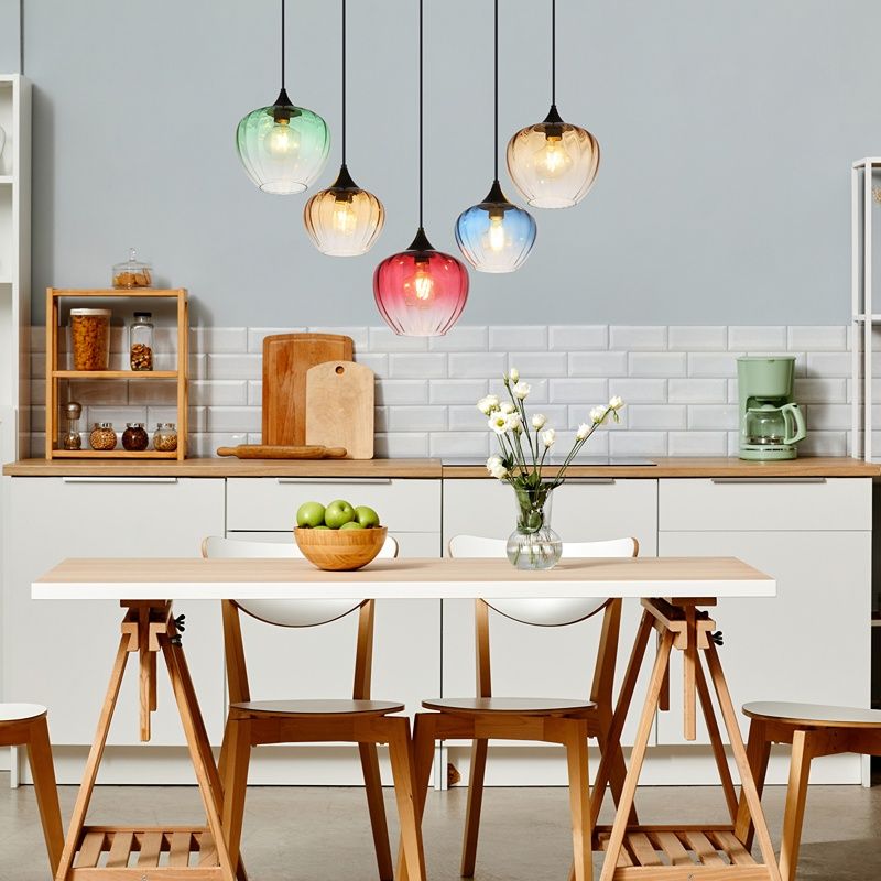 Szklana design lampa wisząca wielokolorowa, Sudenaz Szklana design lampa wisząca wielokolorowa, Sudenaz