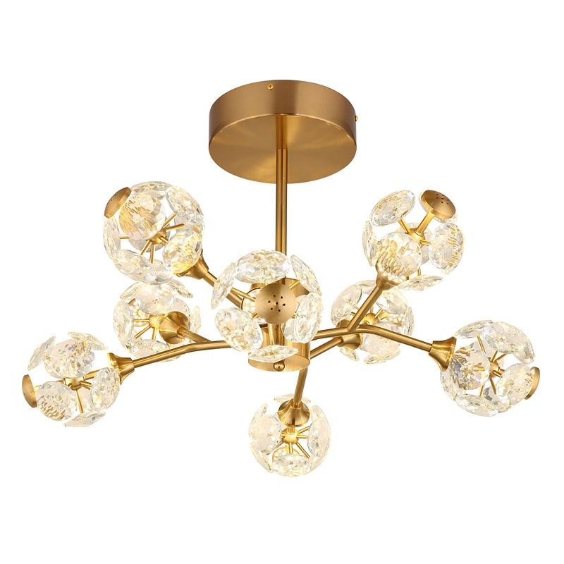 Kryształowa design lampa sufitowa złota, Viresh, 68W, 3000K LED