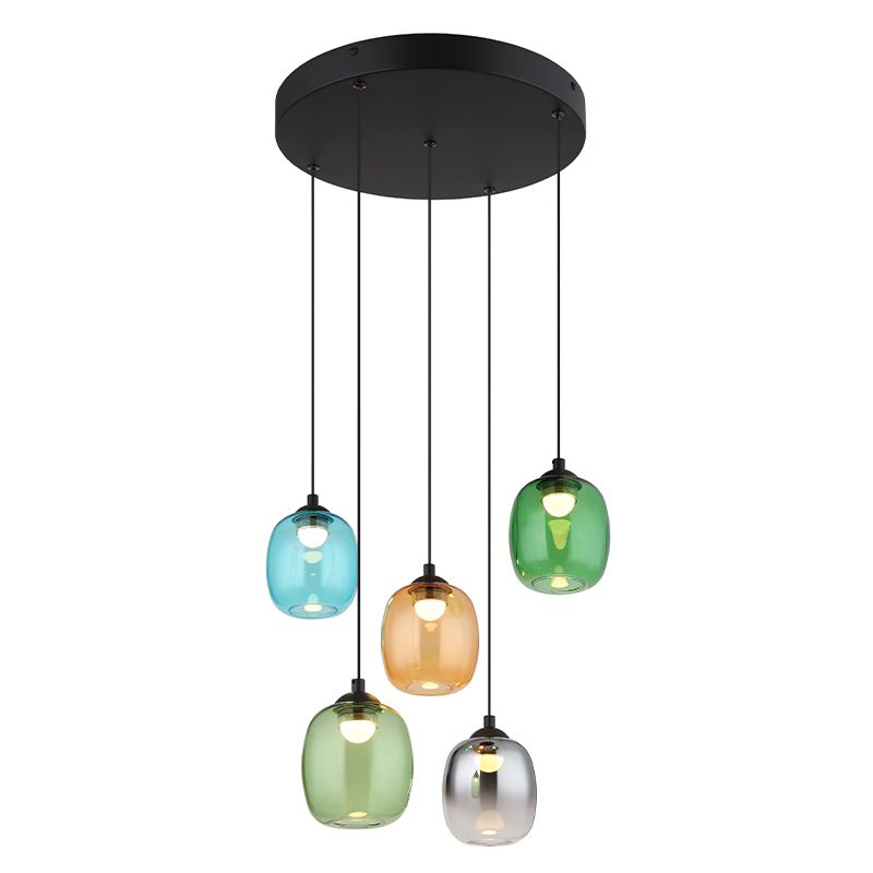 Szklana design lampa wisząca nad stół do jadalni wielokolorowa, Karsten, 27W, 3000K LED, ściemniana w 3 krokach Szklana design lampa wisząca nad stół do jadalni wielokolorowa, Karsten, 27W, 3000K LED, ściemniana w 3 krokach