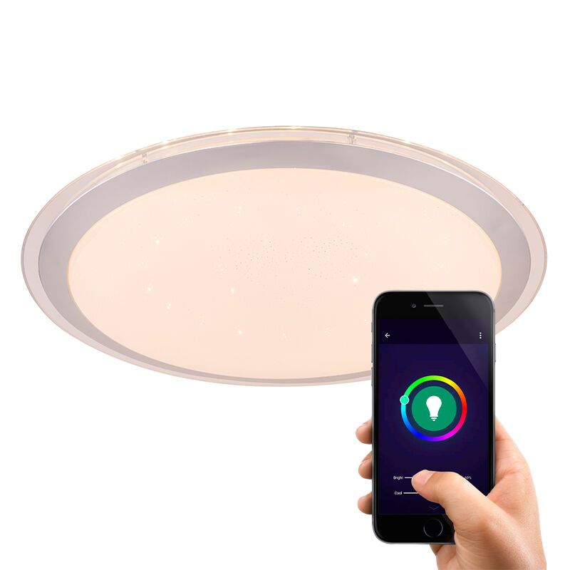 Metalowa nowoczesna inteligentna lampa sufitowa biała, Vinay, 30W, RGBW LED
