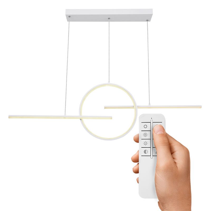 Metalowa design lampa wisząca biała, Wieger, 50W, regulowana ciepła do zimnej bieli LED, z pilot
