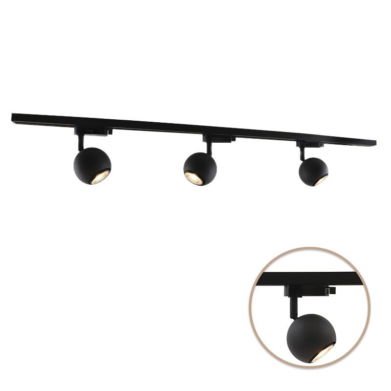 1M system oświetlenia szynowego 1 fazowa czarny + 3 reflektorów na szynę Alco