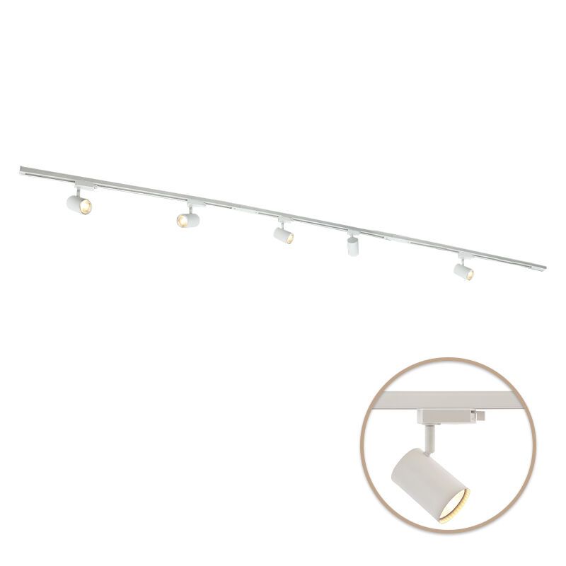 3M system oświetlenia szynowego 1 fazowa biały + 5 reflektorów na szynę Elena