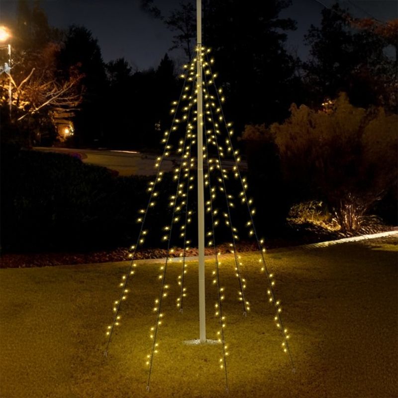Oświetlenie masztu flagowego do użytku na zewnątrz, 120 diod LED, 6 sznurów po 2 m