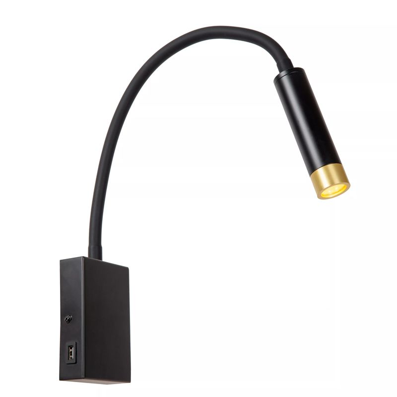 Czarny reflektor ścienny nowoczesny, Alec, z przełącznik