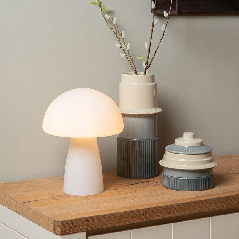 Biała lampa stołowa nowoczesna, Fungo, z przełącznik