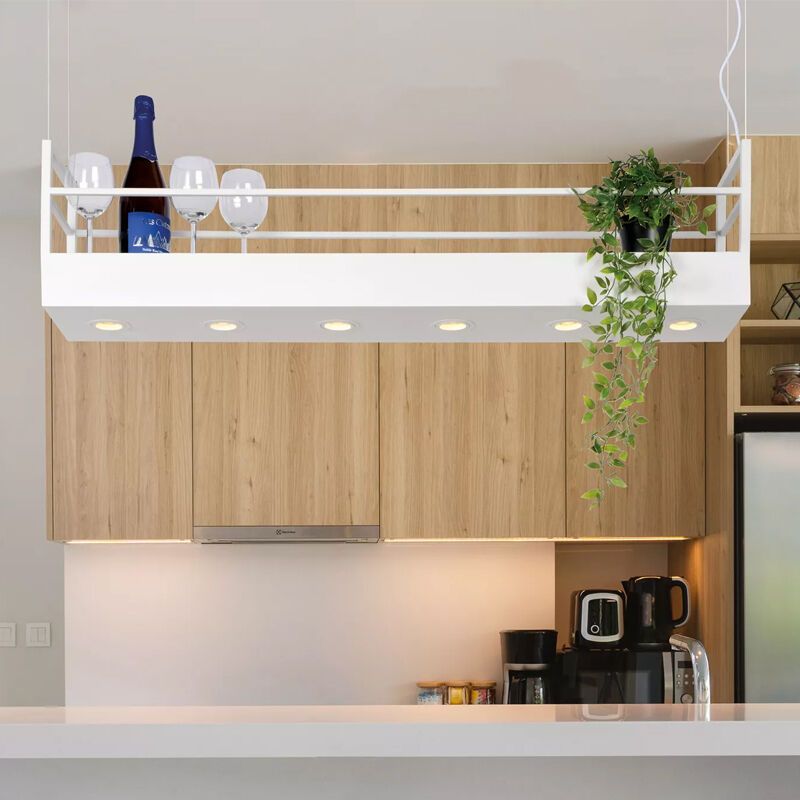 Biała lampa wisząca rustykalna, Miravelle Biała lampa wisząca rustykalna, Miravelle